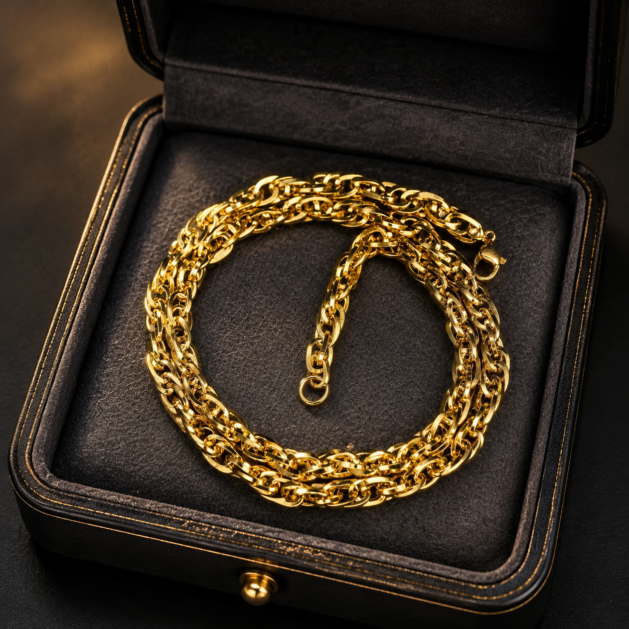 گردنبند زنجیری مردانه «شکوه طلایی» (Golden Splendor Chain)