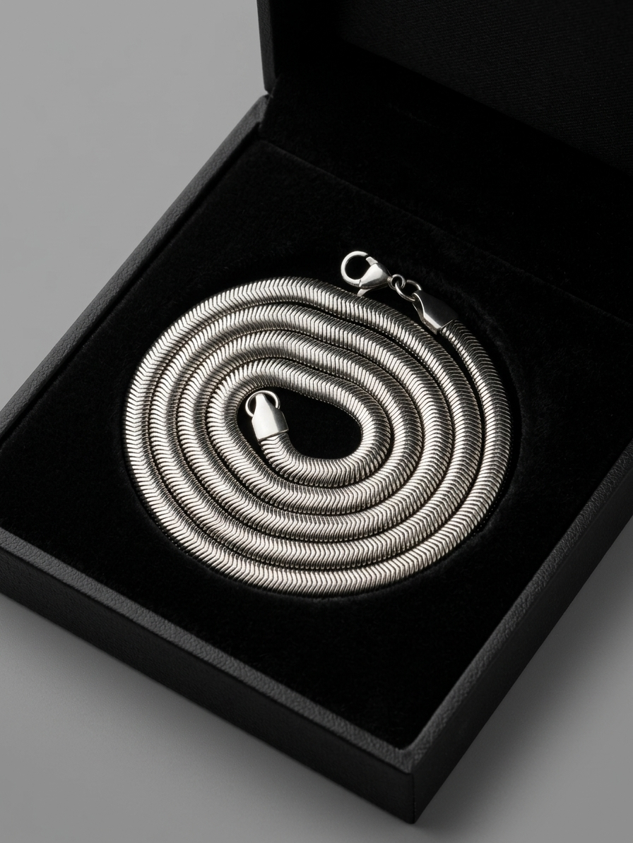 گردنبند زنجیری ماری  (Silver Wave Snake Chain)